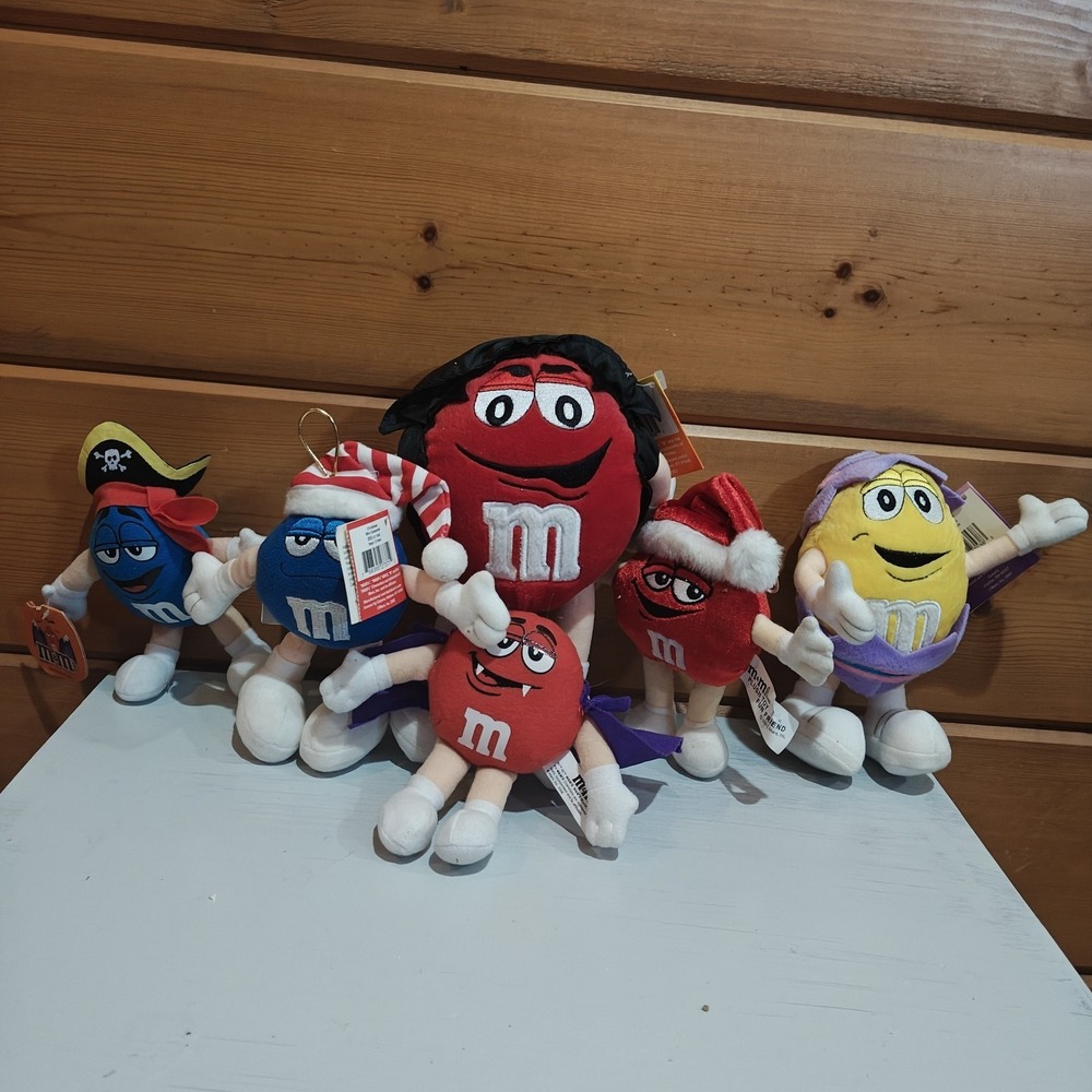 Lot of 6 M&M Plush‎ Red Blue Yellow Vampire Pirate Christmas Easter D32